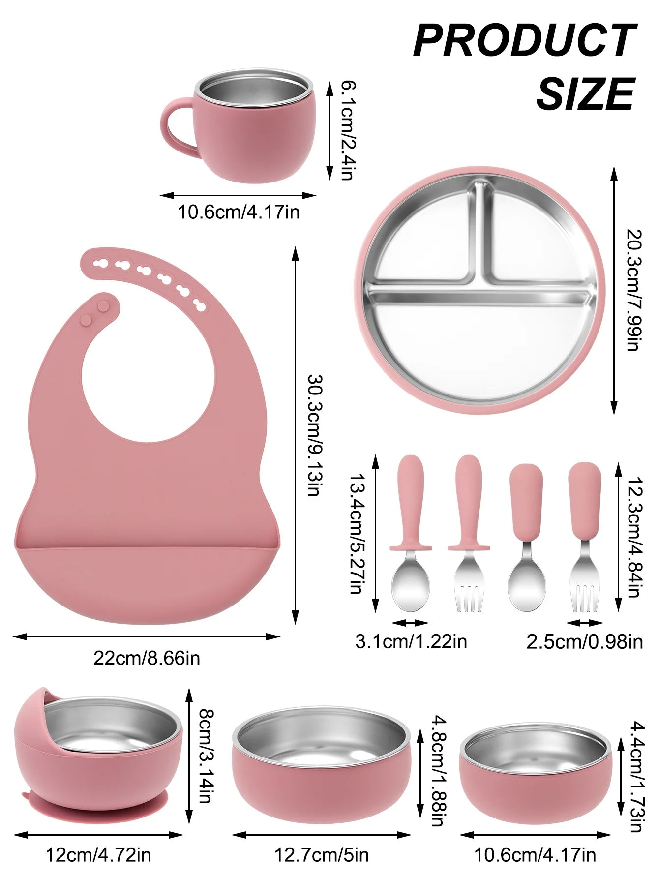 10PCS Stainless Feeding Set