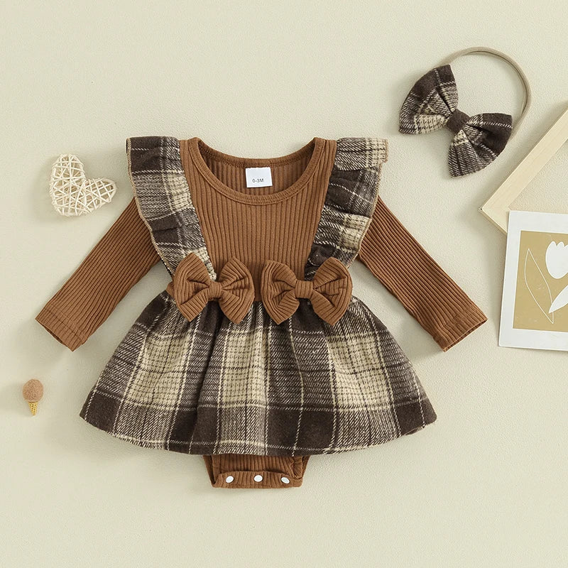 Newborn Baby Girls Autumn Romper Dress - PAMU8
