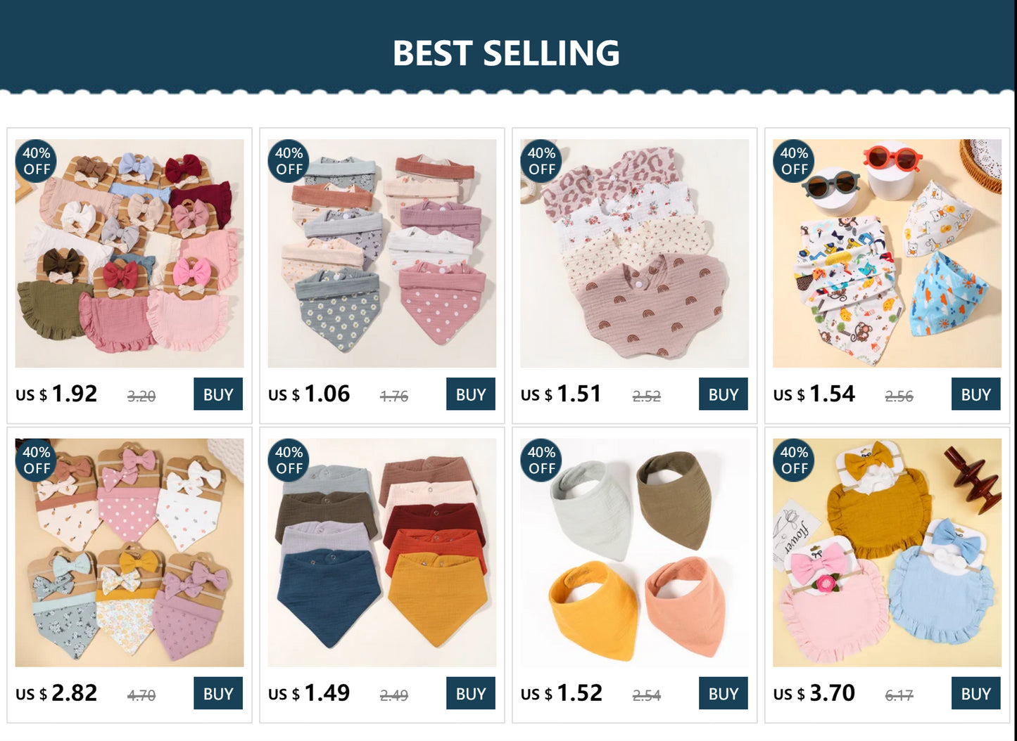 3Pcs BabyBibs with Bow