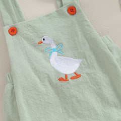 Baby Girl Duck-Print Sleeveless Romper Jumpsuit