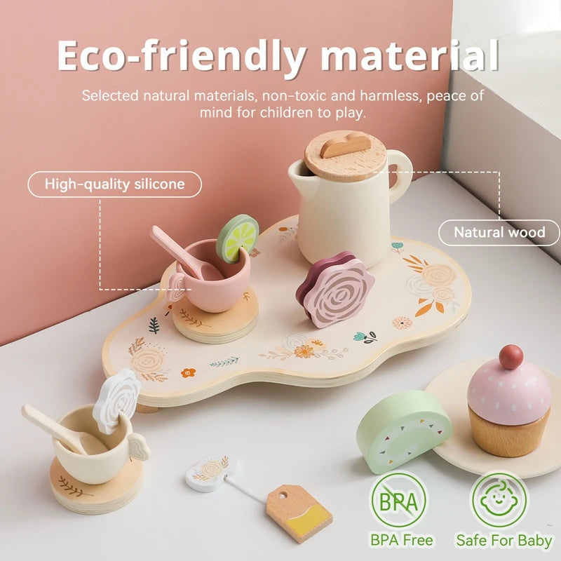 Tea Set Wooden Pretend Play Toys