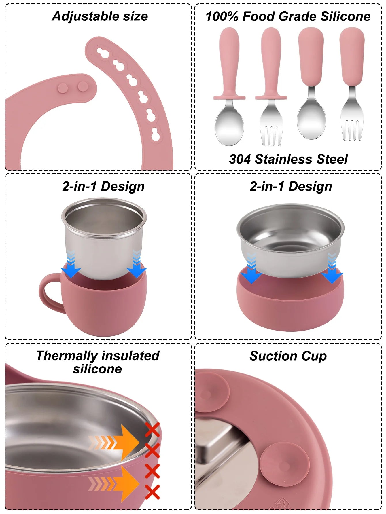 10PCS Stainless Feeding Set