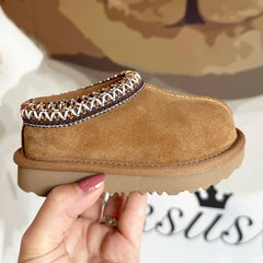Kids' Suede Snow Boots, Fur-Lined Winter Shoes