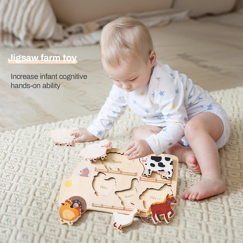 Wooden Animal Puzzles Baby Toys