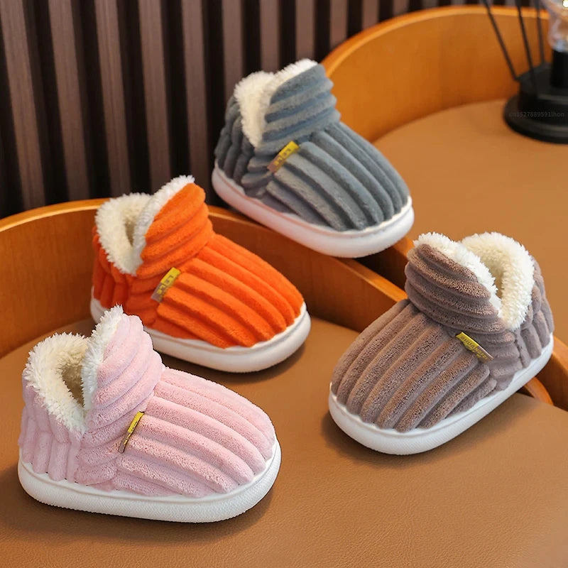 Stripe Plush Slippers