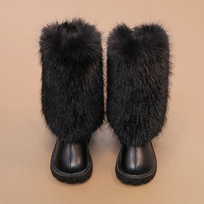 Girls High Warm Leather Boots