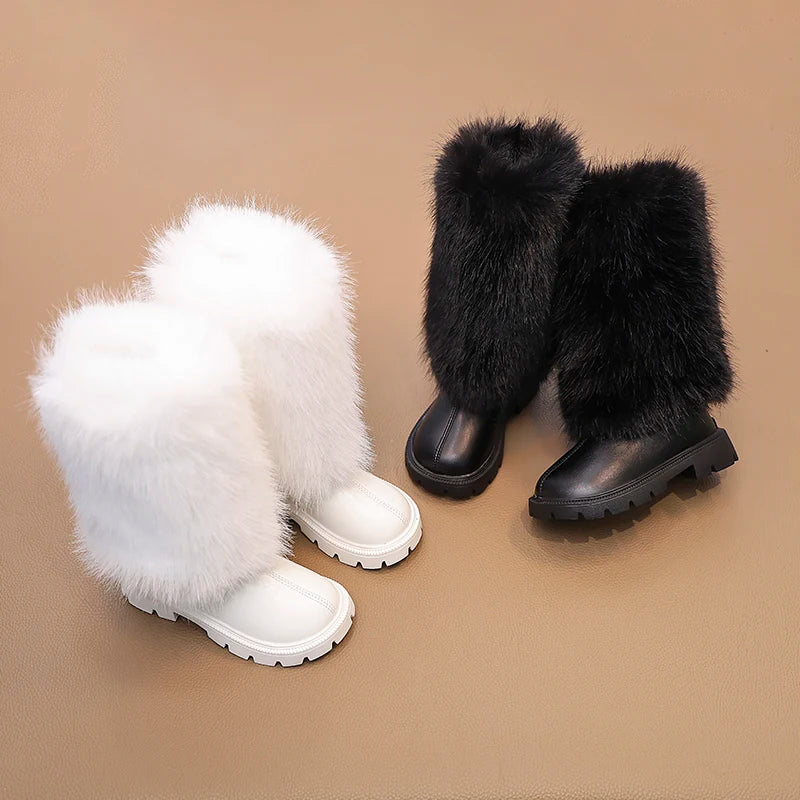 Girls High Warm Leather Boots