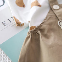 Cartoon Bear tees Overalls Set