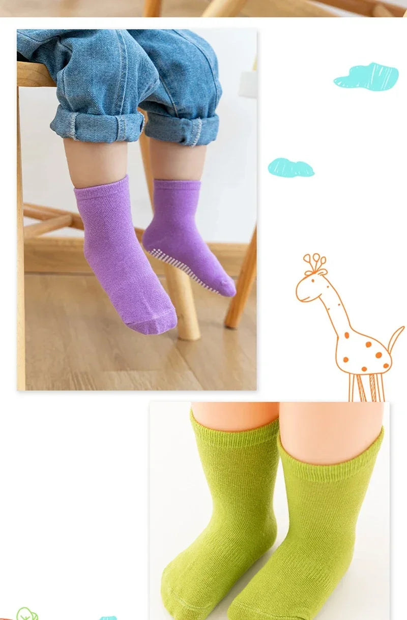 6 Pairs Spring Kids Anti-slip Socks
