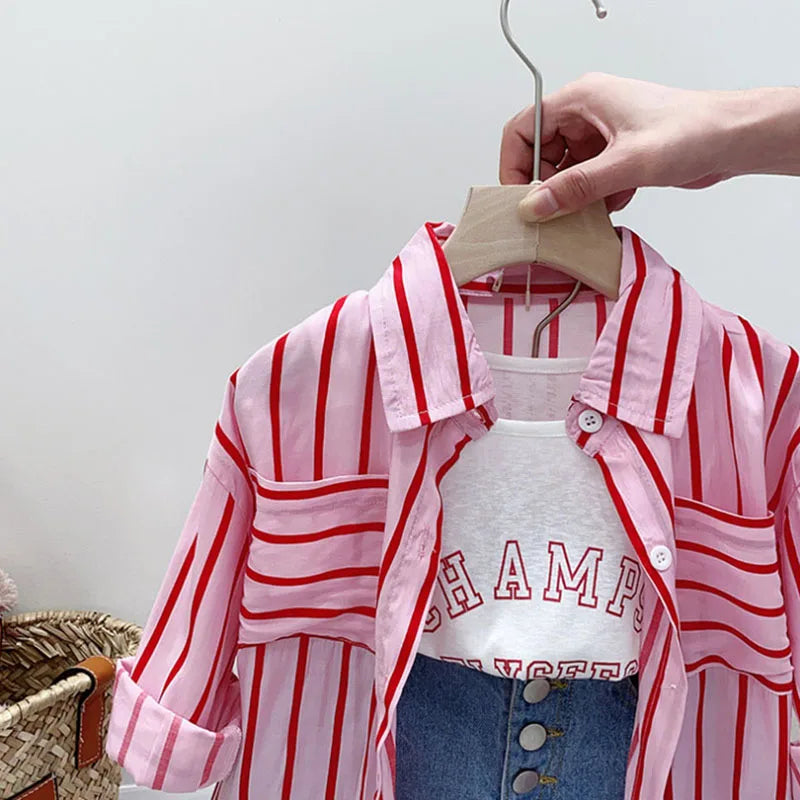 Kids Stripe Shirt Shorts Set