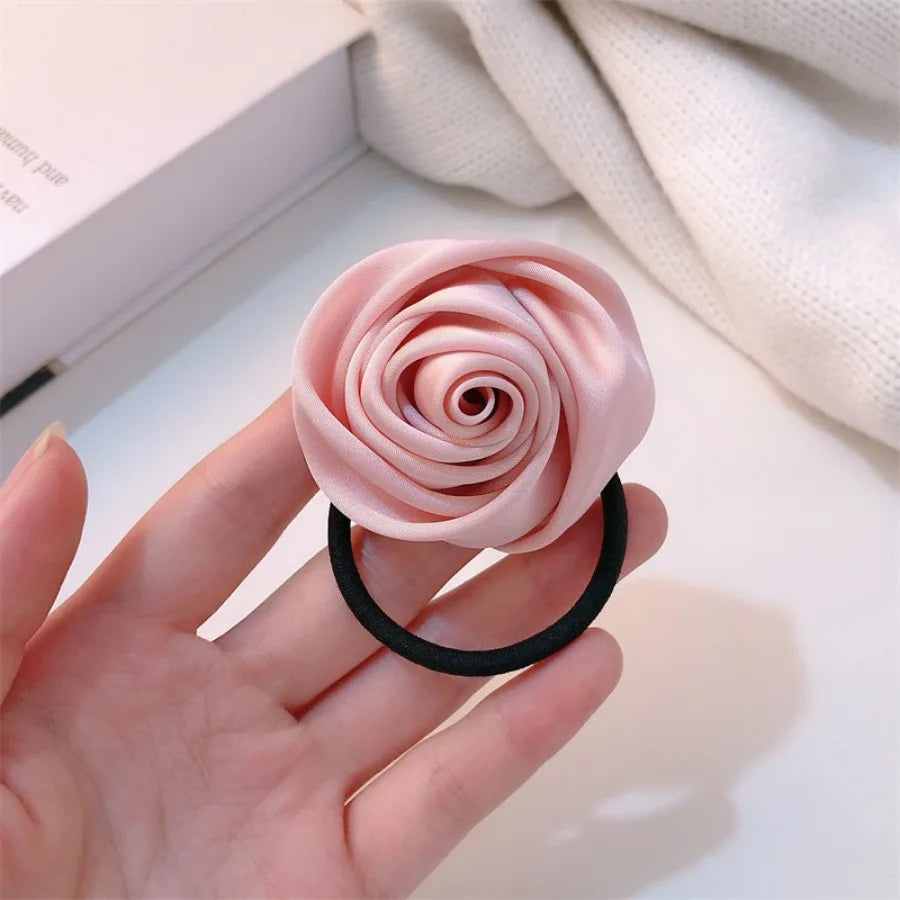 Pink Rose Bow Hair Clips For Girls