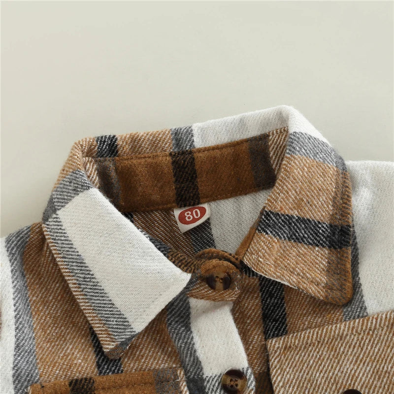 Boy Plaid Shirt Jacket Coat