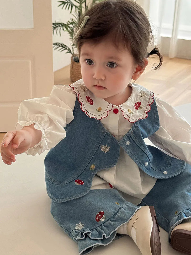 Girls Embroidered Rabbit Blouse