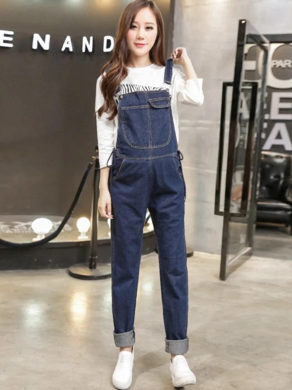 Wide Leg Denim Maternity Jumpsuits