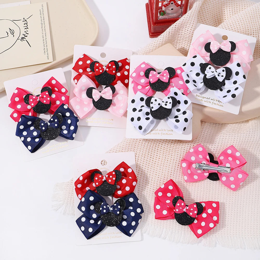 Polka Dot Bow Hair Clips