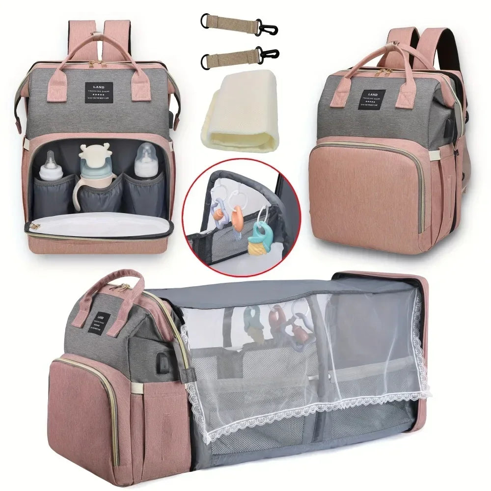 Backpack with Crib Bed & Diaper Bag