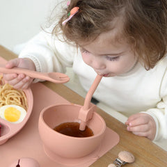 Baby Feeding Bowl with Straw, Reusable Toddler Dish