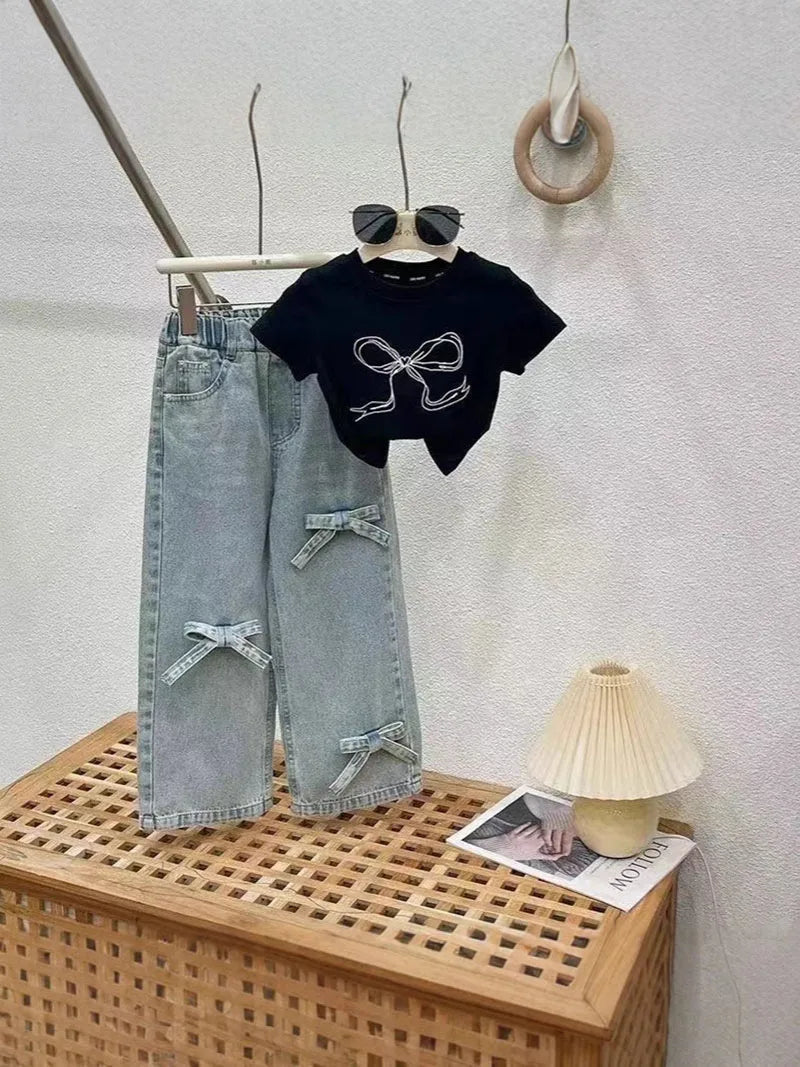 Bow Blocked Top Jeans