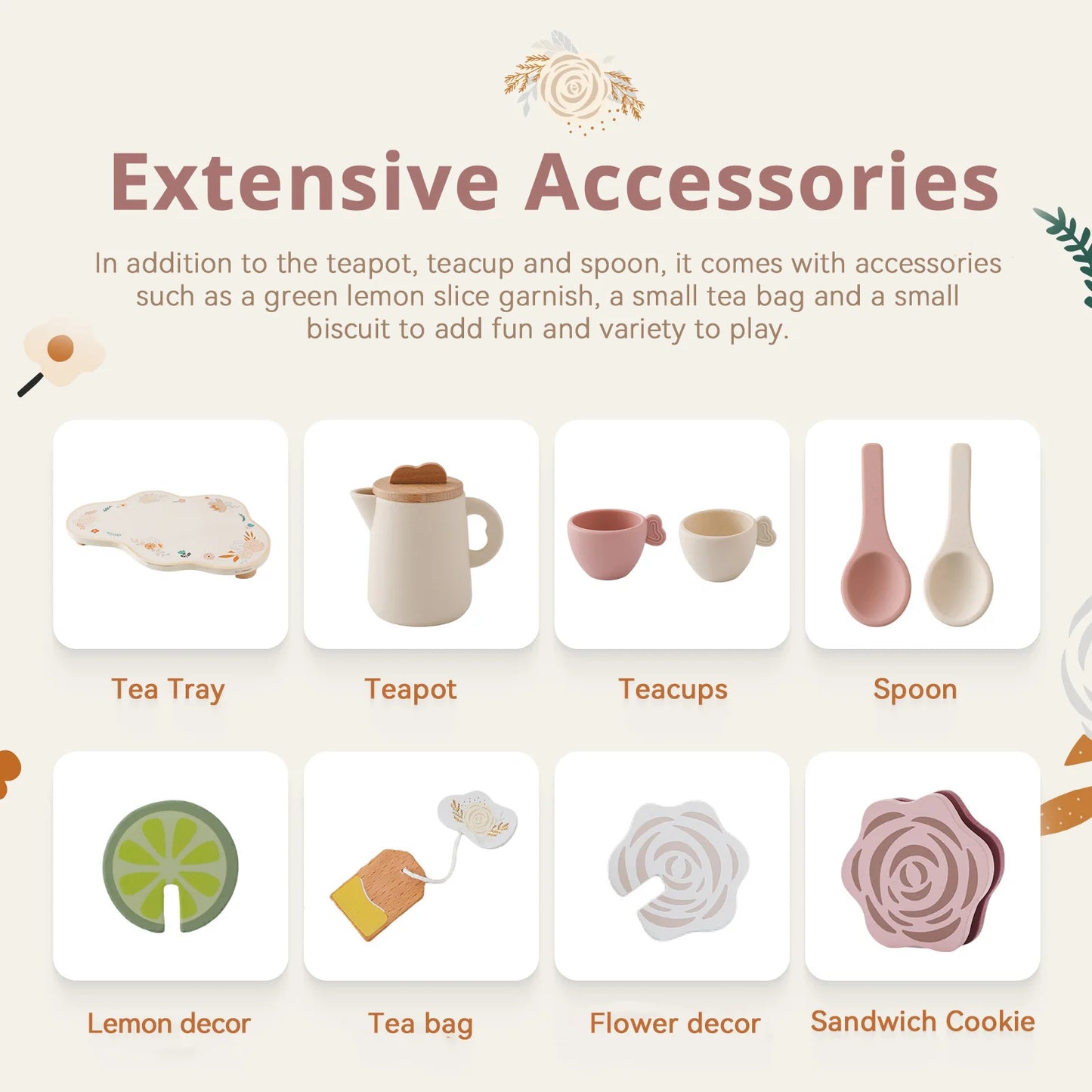 Tea Set Wooden Pretend Play Toys