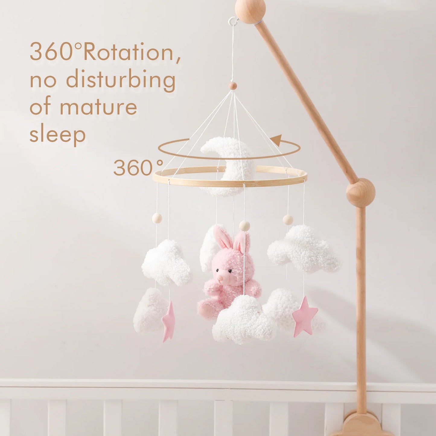 Baby Crib Mobile Wooden Rattle Toy