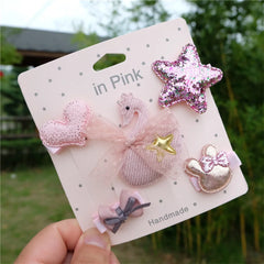 Kids' Cartoon Hair Clips, 5-Piece Princess Hairpin Set