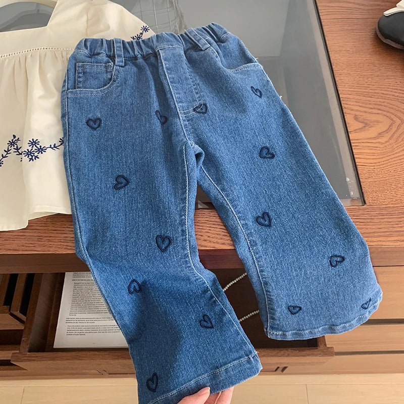 Embroidered Blouse and Heart Jeans