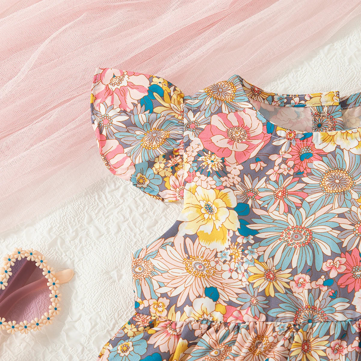 Baby Girl Set Summer Flower Print Casual Baby Girl Dress Set Fashion Baby Girl Dress Set