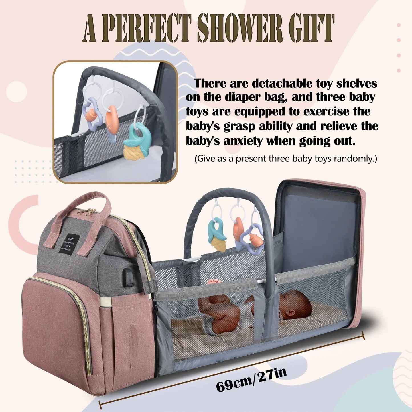 Backpack with Crib Bed & Diaper Bag