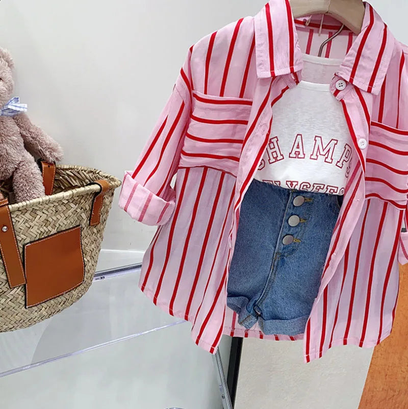 Kids Stripe Shirt Shorts Set