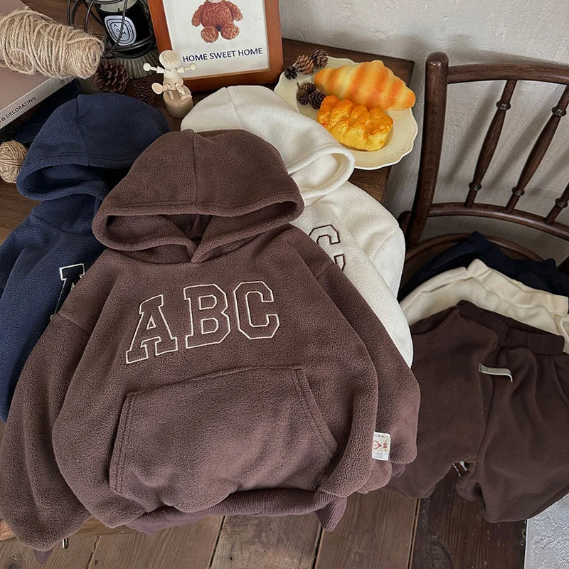 Fur Lining Boys Hoodie Set