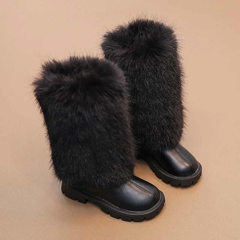 Girls High Warm Leather Boots