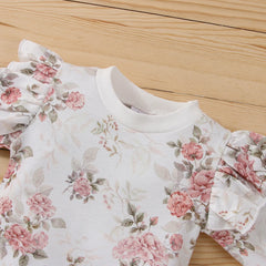 Baby Girls Floral Romper Pants Set Cotton 2PCS