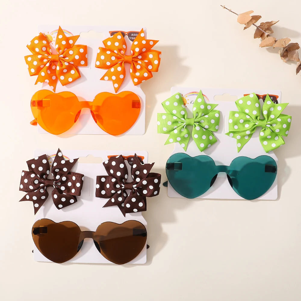 3Pcs/set Kids Hairpin Sun Glasses Set