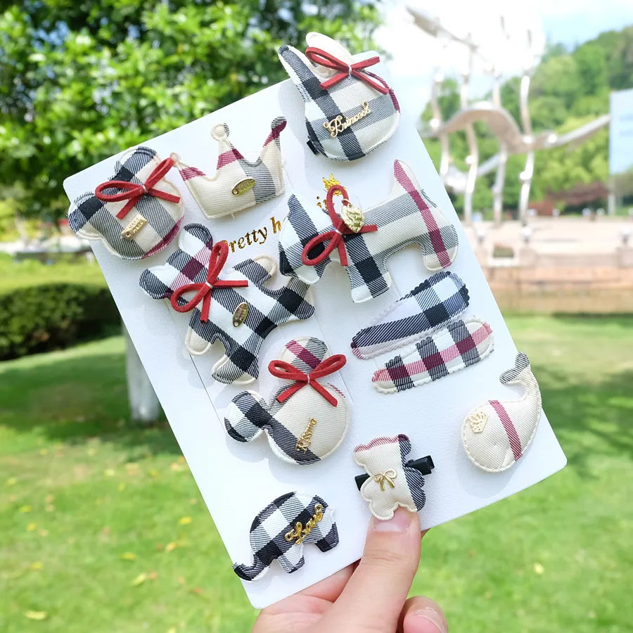 Plaid Hair Clips Set