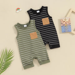 Striped Print Sleeveless Jumpsuit