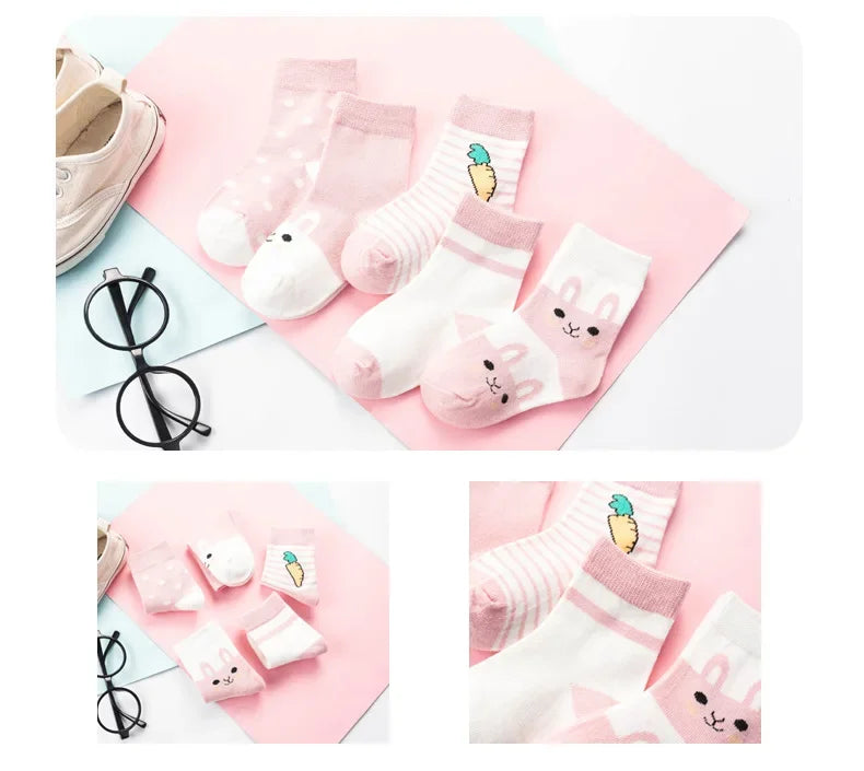 5 Pairs Cute Cat Baby Socks