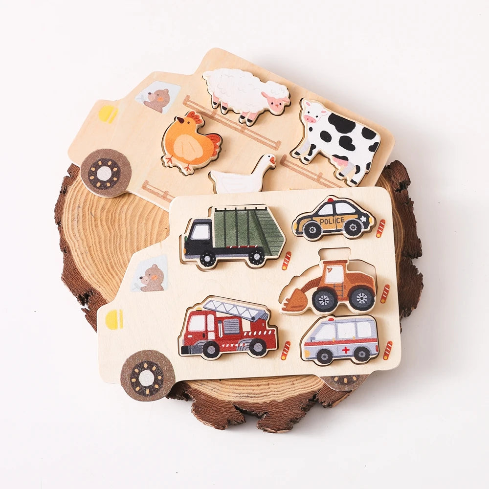 Wooden Animal Puzzles Baby Toys