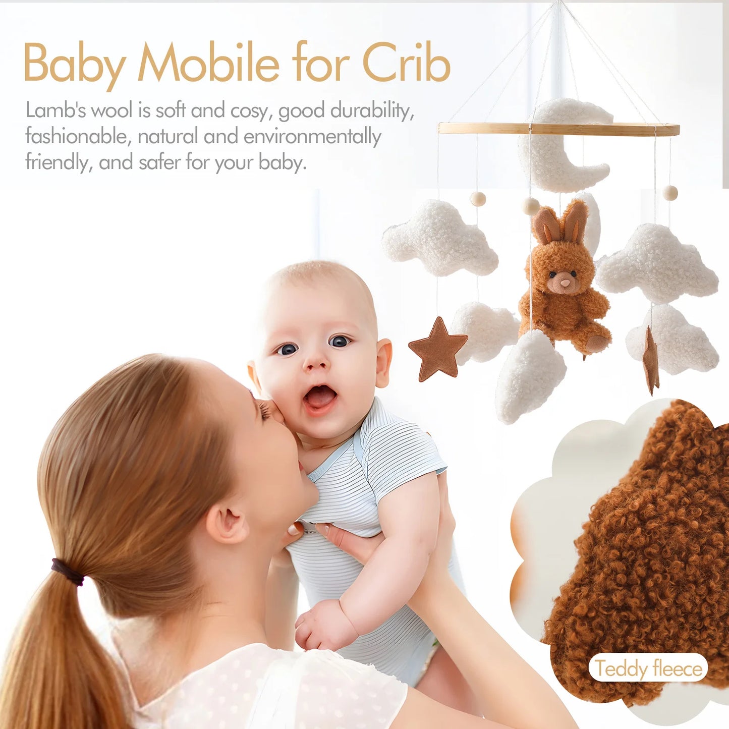 Baby Crib Mobile Wooden Rattle Toy