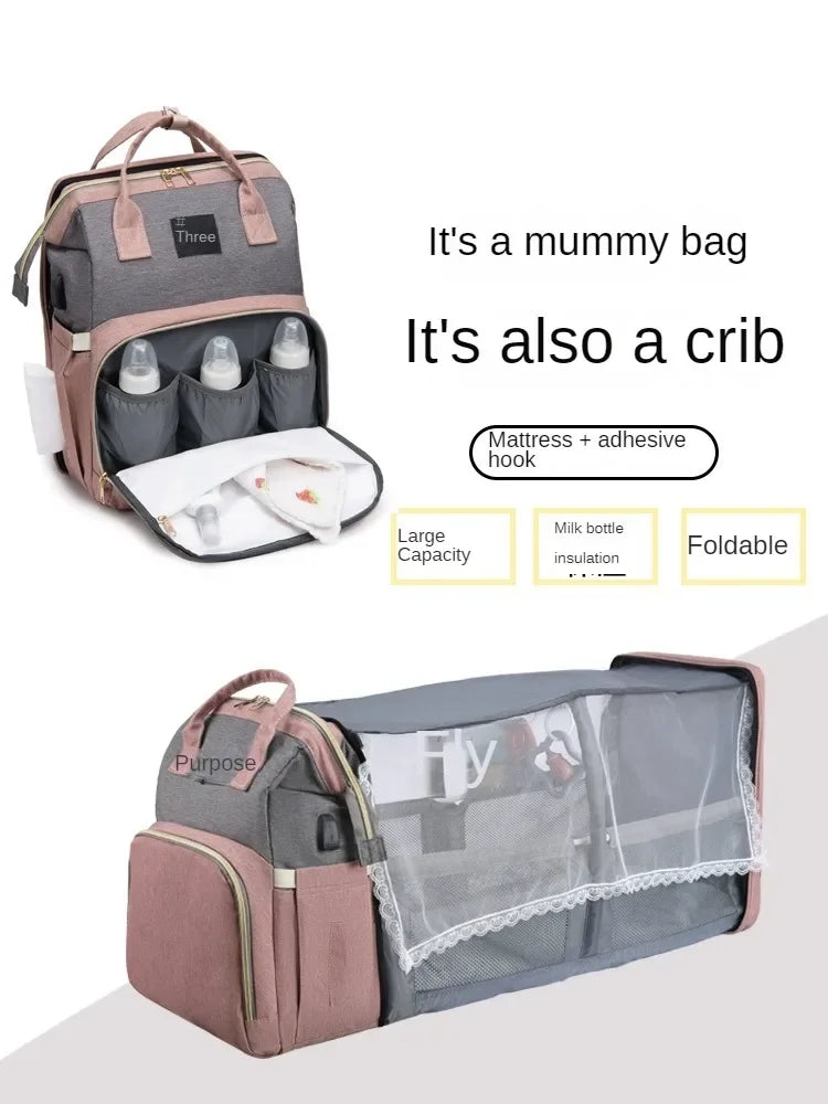 Backpack with Crib Bed & Diaper Bag
