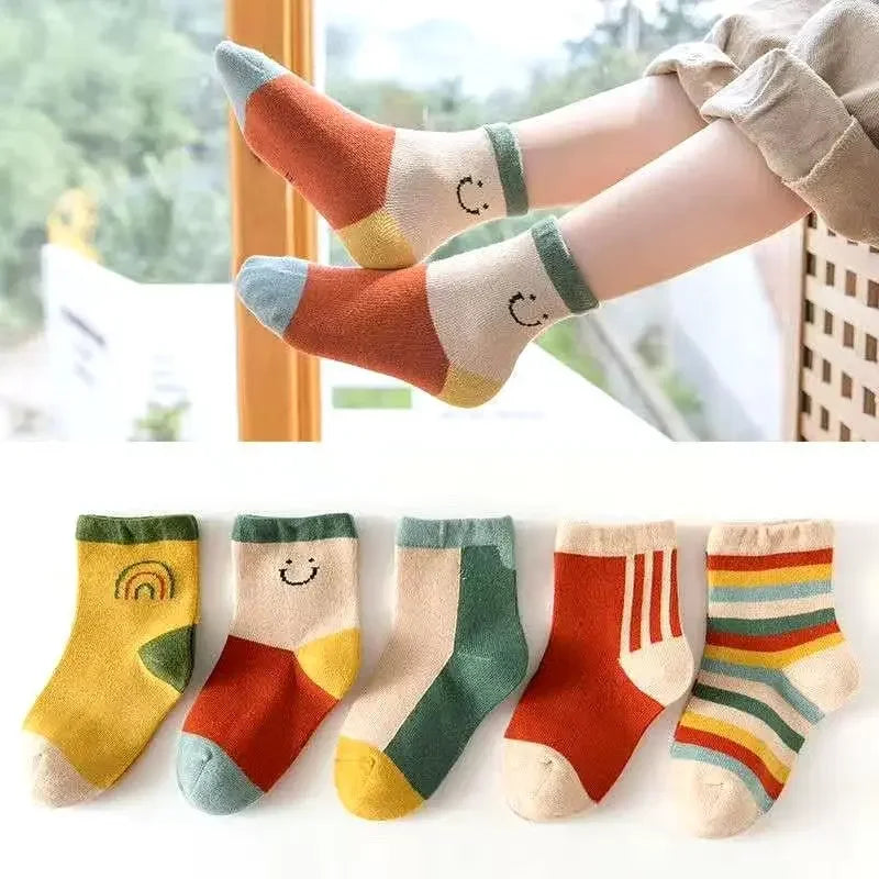 Cartoon Striped Ankle Kids Socks