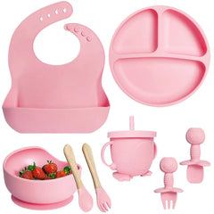 Baby Silicone Tableware Set, Suction Bowls and Utensils