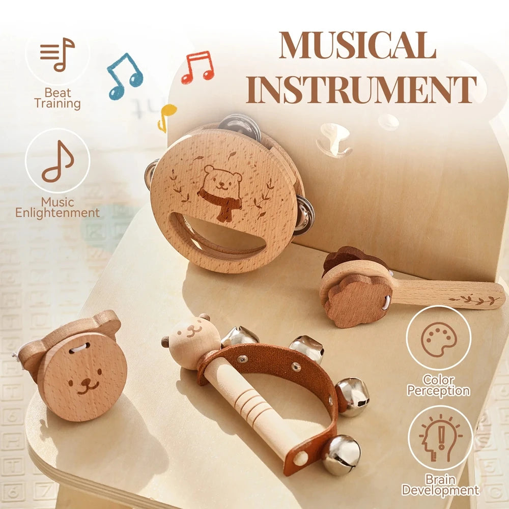 Wooden Rattle Musical Baby Toys