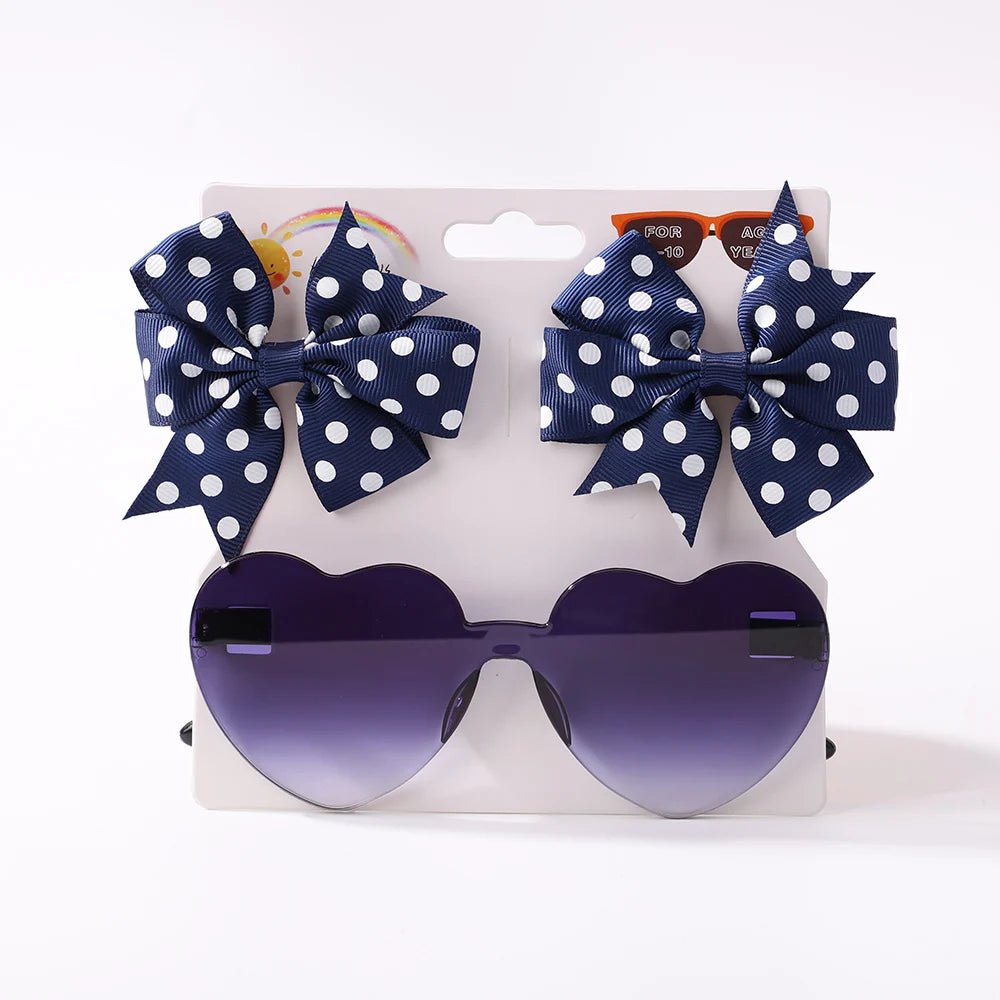 3Pcs/set Kids Hairpin Sun Glasses Set