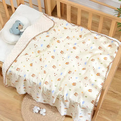 Newborn Bear Print Blanket for Crib, Stroller and Car Seat