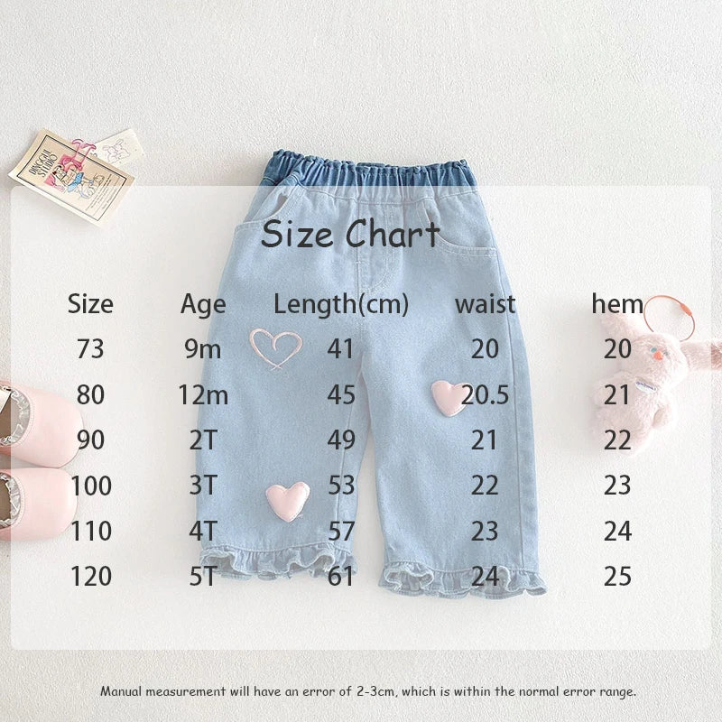 Children Girls Thin Style Denim Blue Pants - PAMU8