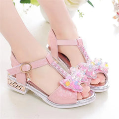 Girls' Bow Dress Sandals, Flat Summer Party Shoes