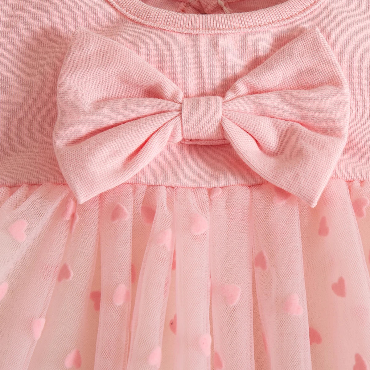 Baby Girl Dress Summer Bow And Love Pattern Knit Short Sleeve Puffy Baby Dresses Cute Casual Girl Kid's Dress