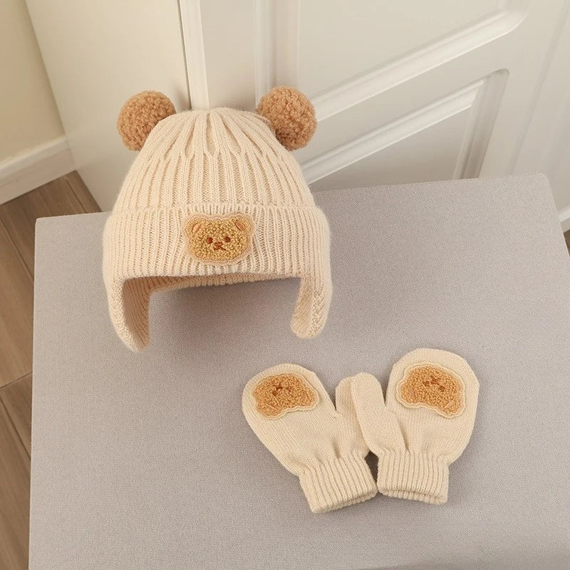 Bear Baby Knitted Hat and Gloves Set - PAMU8