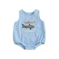 Baby Sleeveless Romper, Crab Embroidery Summer Playsuit