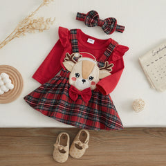 Ruffle Long Sleeve Christmas Romper